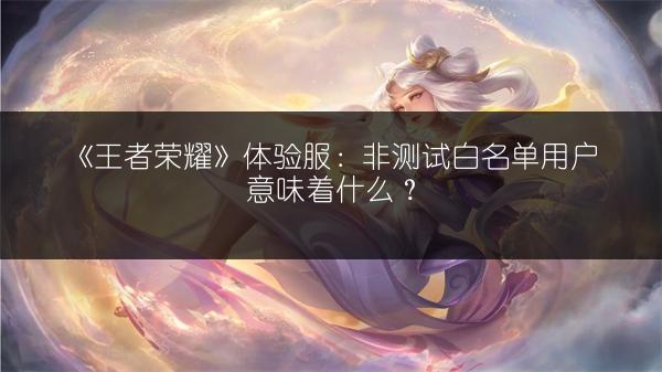 《王者荣耀》体验服：非测试白名单用户意味着什么？