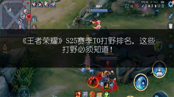 《王者荣耀》S25赛季T0打野排名，这些打野必须知道！