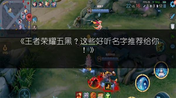 《王者荣耀五黑？这些好听名字推荐给你！》