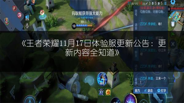 《王者荣耀11月17日体验服更新公告：更新内容全知道》