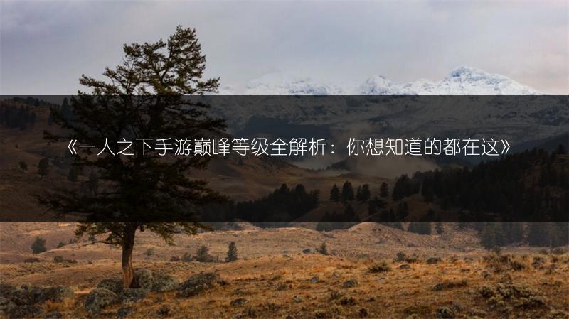 《一人之下手游巅峰等级全解析：你想知道的都在这》