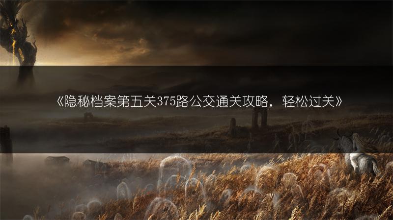 《隐秘档案全关卡通关攻略：轻松掌握通关秘籍》