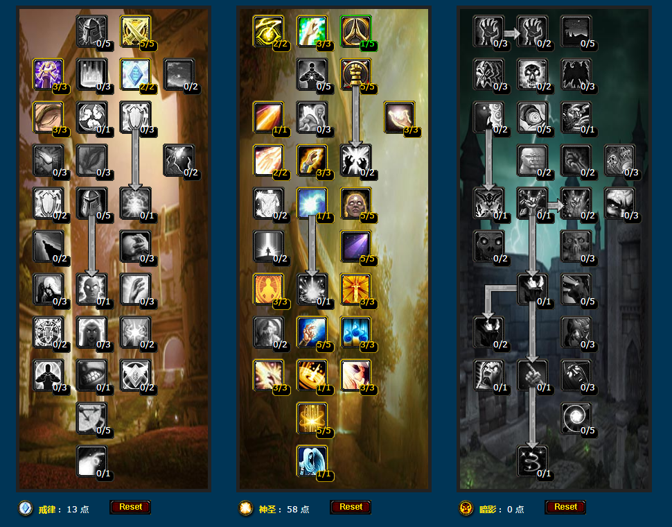 魔兽世界wlk神牧天赋加点