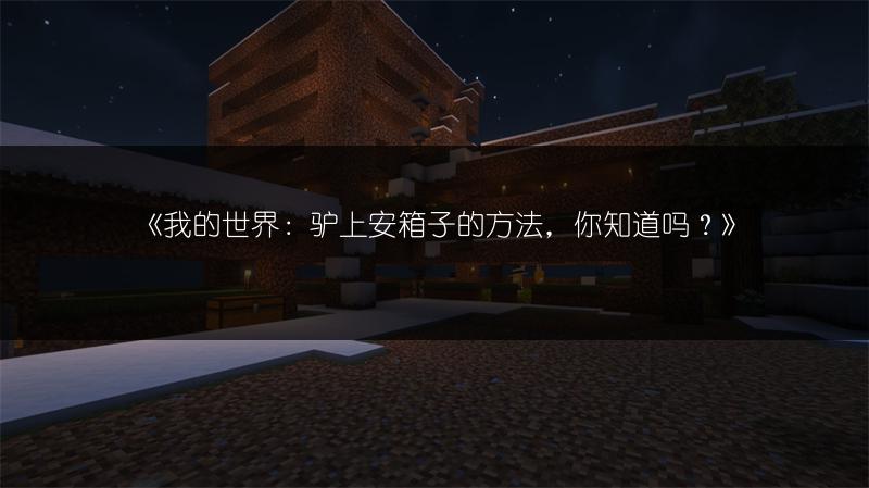 《我的世界：驴上安箱子的方法，你知道吗？》